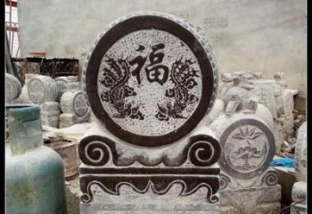 泸州青石凤凰浮雕抱鼓石，精致历久弥新