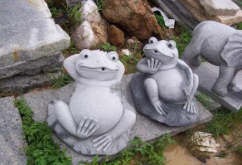 泸州别具一格的青石青蛙喷水雕塑