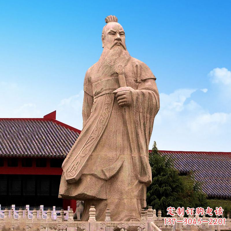 泸州魏武帝曹操砂岩石雕塑像