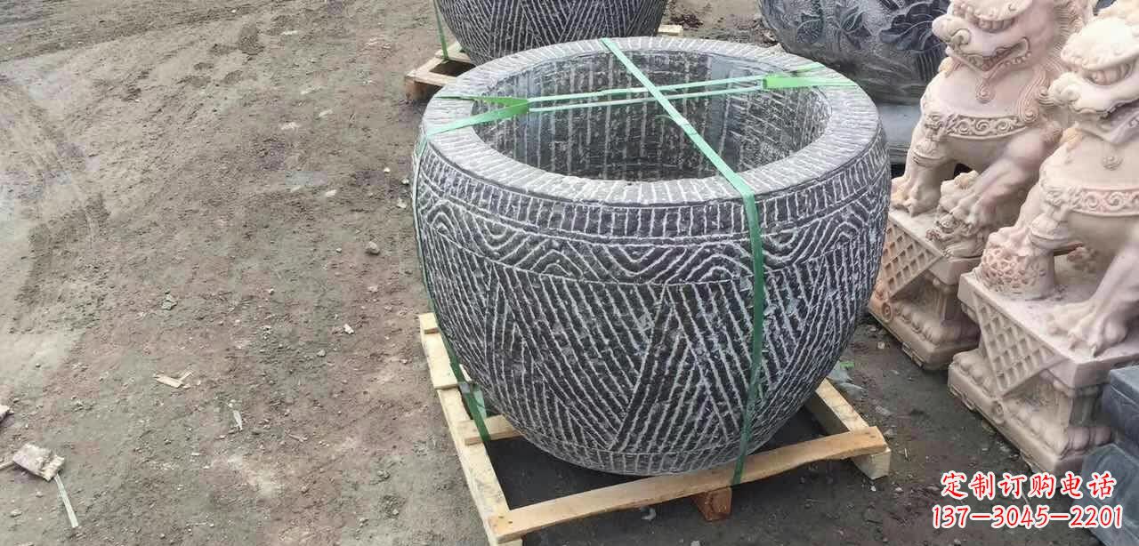 泸州纹理石浮雕水缸