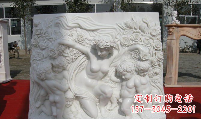 泸州西方女人与孩子汉白玉浮雕