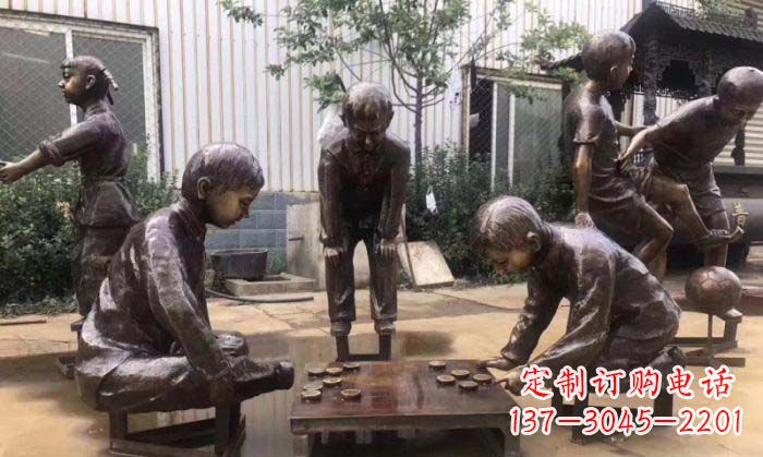 泸州下象棋儿童铜雕 (2)