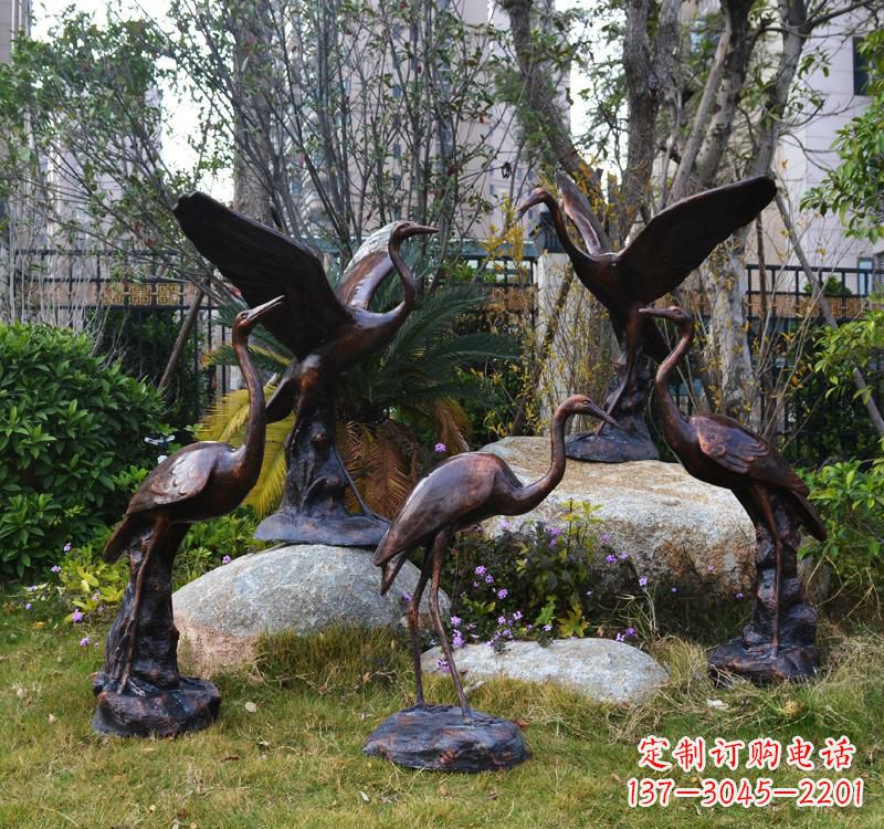 泸州仙鹤铜雕塑 (2)
