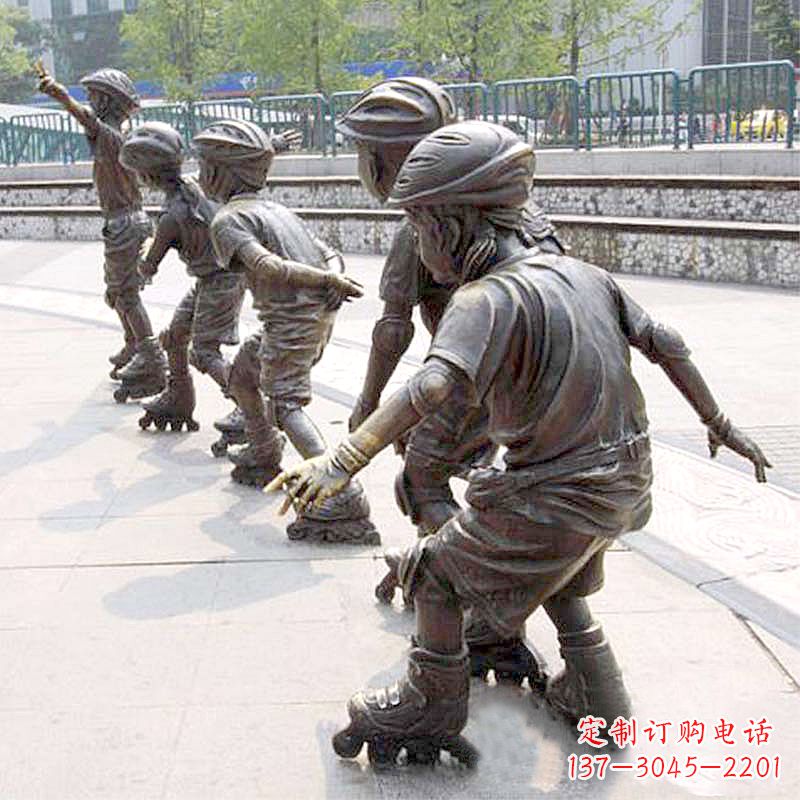泸州小孩滑旱冰广场运动主题雕塑