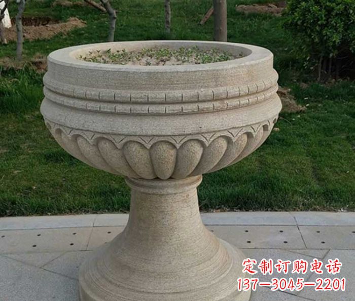 泸州小区大理石花盆摆件石雕