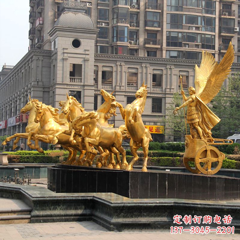 泸州小区大门阿波罗战车鎏金景观铜雕