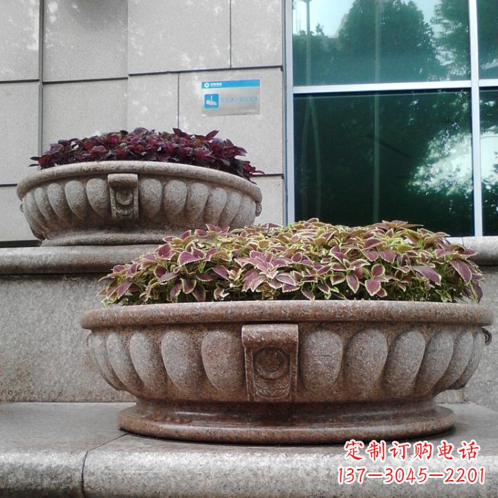 泸州小区花岗岩石雕花盆