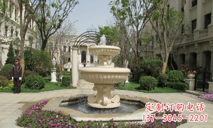 泸州小区景观大理石喷泉石雕 (7)