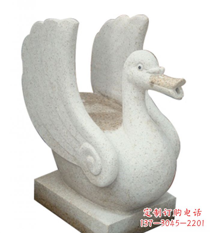 泸州小区景观大理石天鹅喷泉石雕 (2)