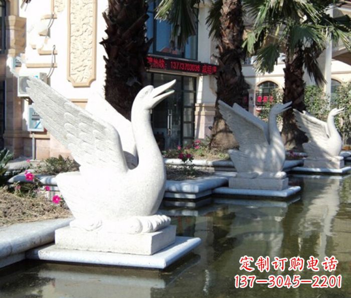 泸州小区景观大理石天鹅喷泉石雕