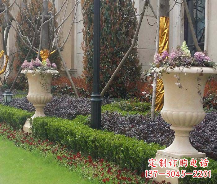 泸州小区景观汉白玉花盆石雕
