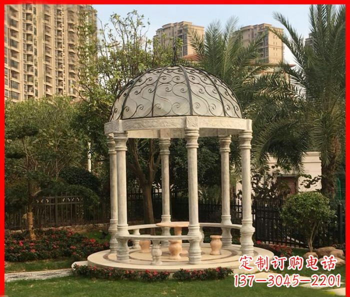 泸州小区欧式圆顶凉亭石雕 (2)