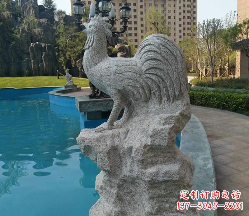 泸州小区十二生肖鸡动物石雕