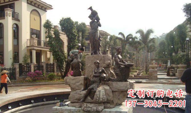 泸州小区西方美女喷泉人物铜雕