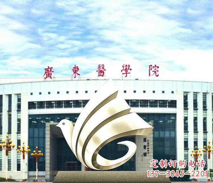 泸州校园不锈钢抽象和平鸽雕塑