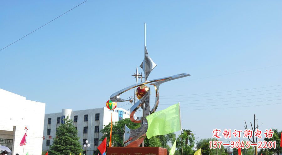 泸州校园不锈钢马踏飞燕地球雕塑