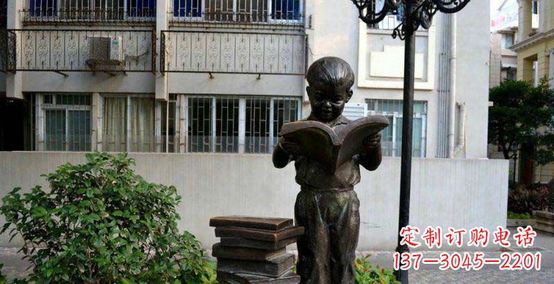 泸州校园念书的小男孩景观铜雕