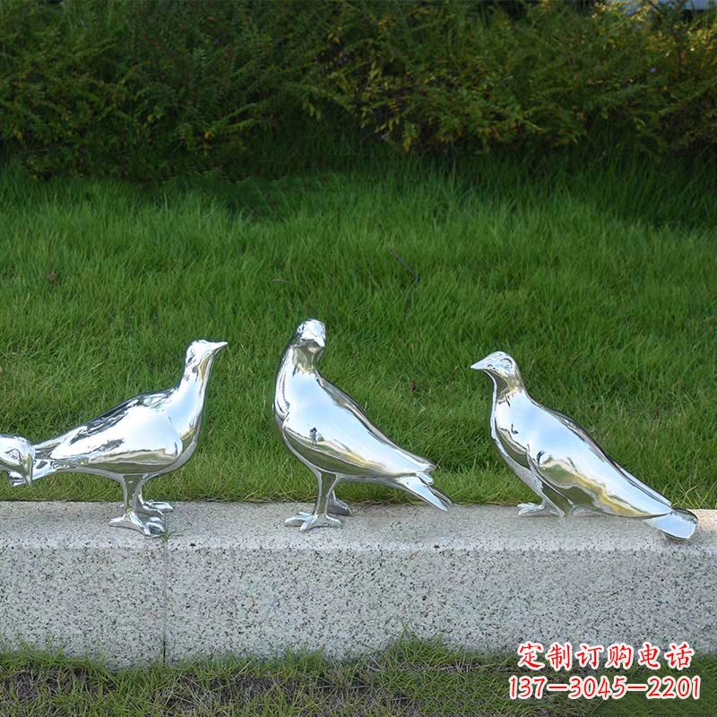 泸州银白色不锈钢电镀鸽子雕塑摆件