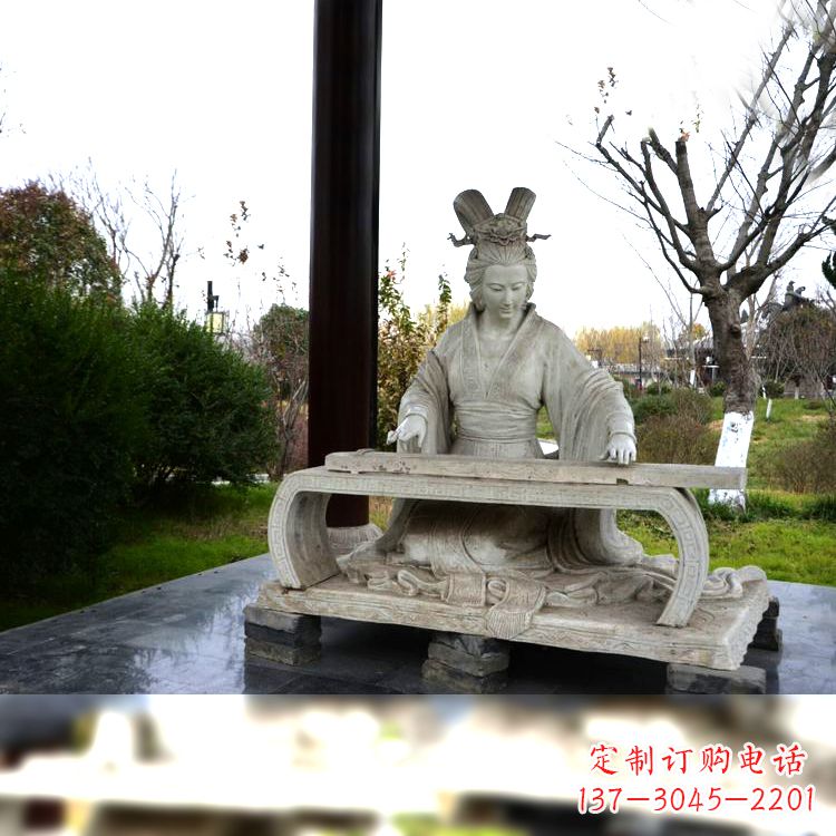 泸州虞姬弹琴雕塑-公园古代人物著名美女情景雕塑