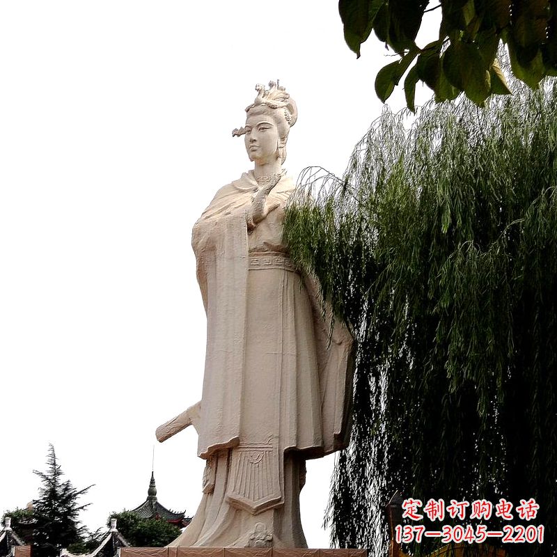 泸州虞姬砂岩石雕-景区园林古代人物著名美女雕像