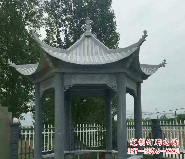 泸州园林仿古石凉亭景观石雕 (2)