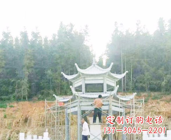 泸州园林仿古双层石凉亭景观石雕 (2)