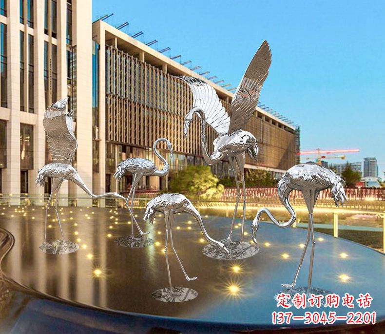 泸州园林火烈鸟不锈钢雕塑
