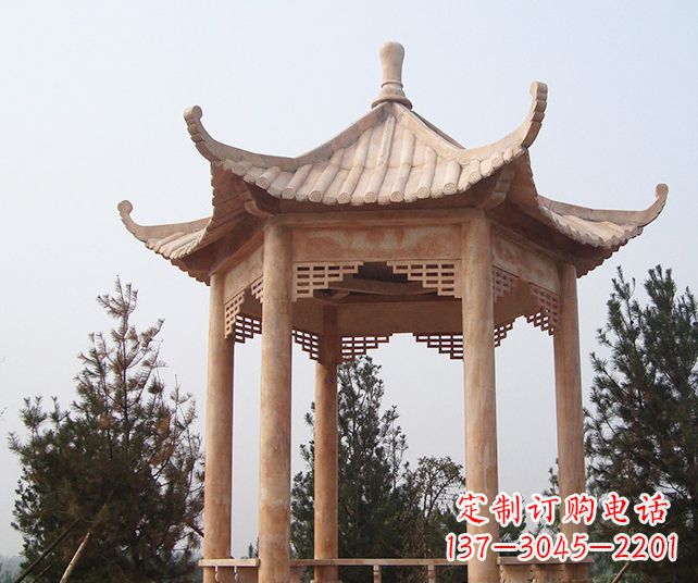 泸州园林景观单层石雕凉亭 (3)