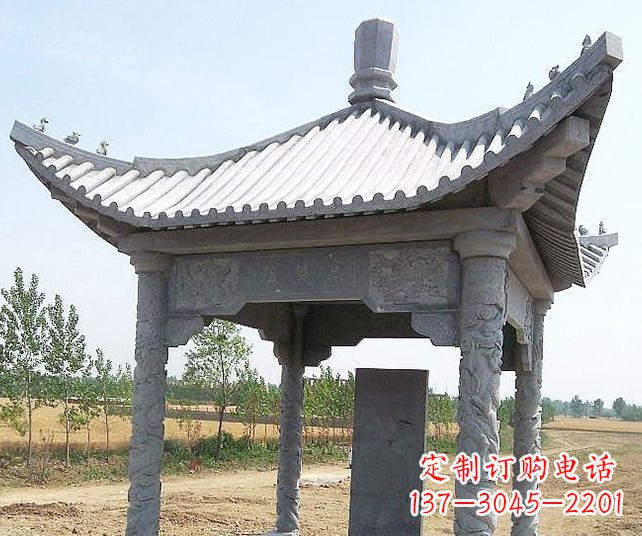 泸州园林景观单层石雕凉亭 (4)