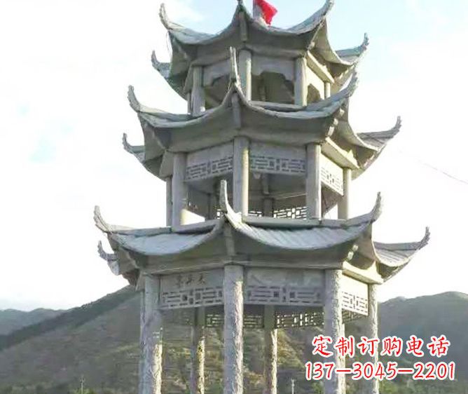 泸州园林景观多层凉亭石雕 (3)