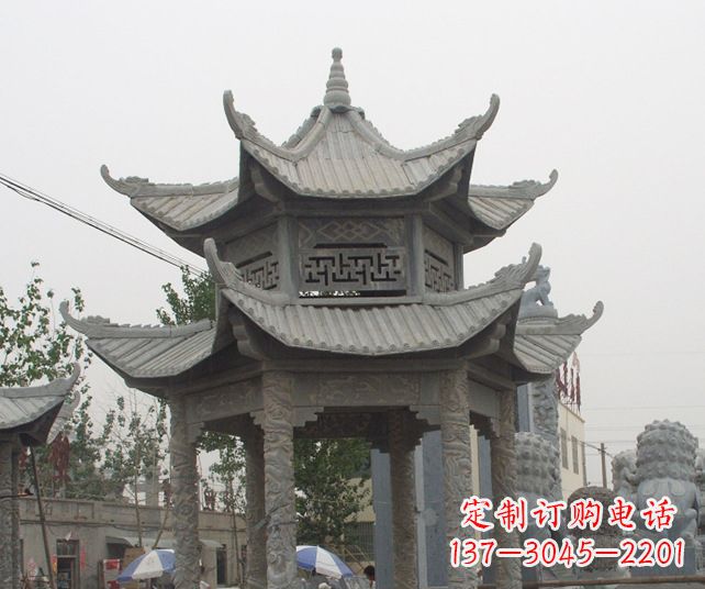 泸州园林景观仿古石雕凉亭 (2)