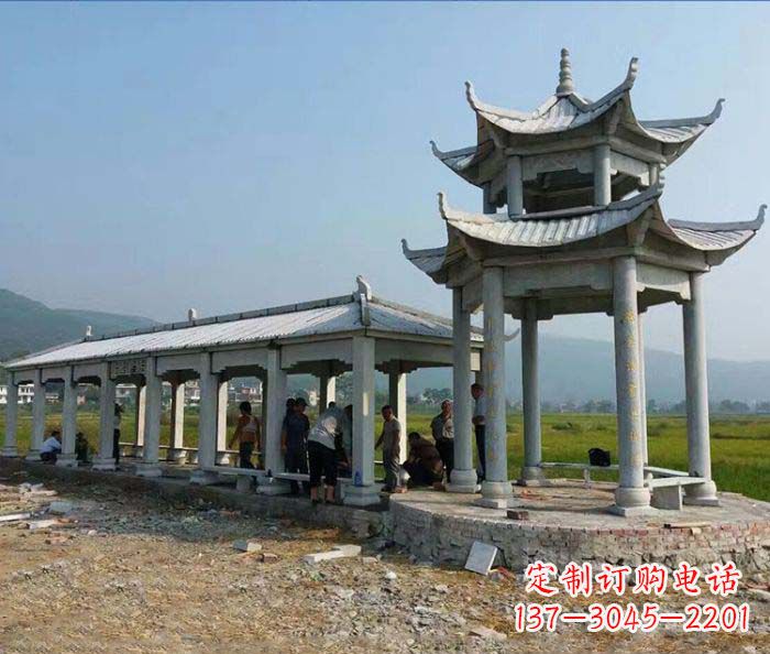 泸州园林景观仿古石雕长廊凉亭