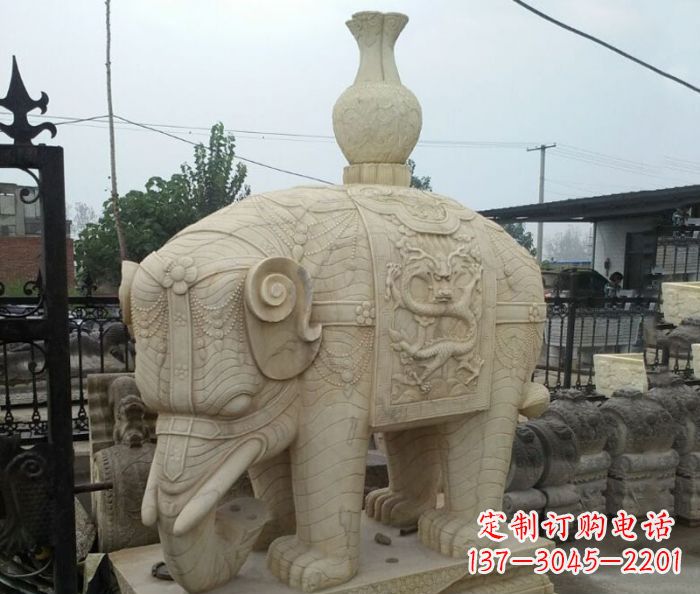 泸州园林景观驮瓶大象石雕