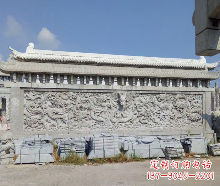 泸州园林九龙壁石雕影壁 (3)