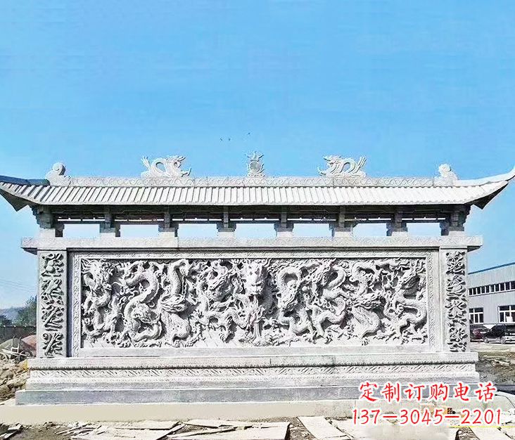 泸州园林龙浮雕影壁墙景观石雕