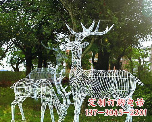 泸州园林镂空梅花鹿不锈钢景观雕塑