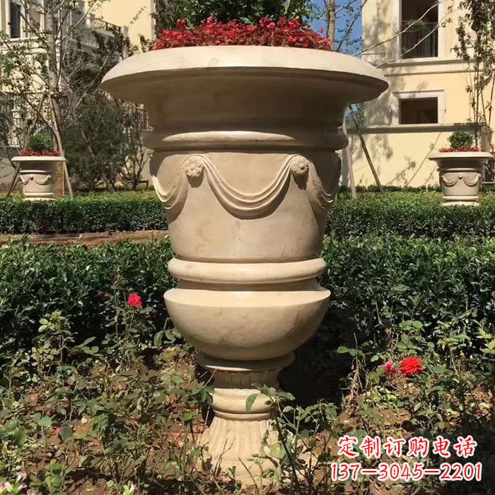 泸州园林砂岩石雕花盆