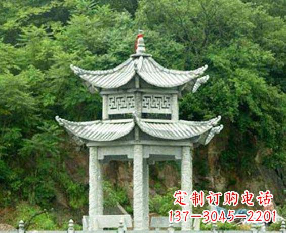 泸州园林双层六角石凉亭景观石雕