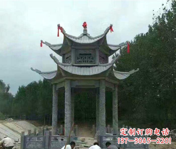 泸州园林双层凉亭石雕 (3)