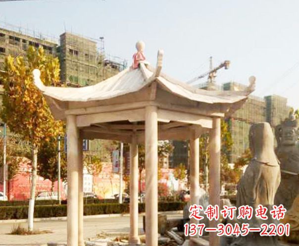 泸州园林晚霞红单层凉亭景观石雕