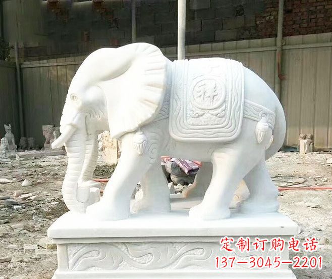 泸州招财动物汉白玉大象石雕 (3)