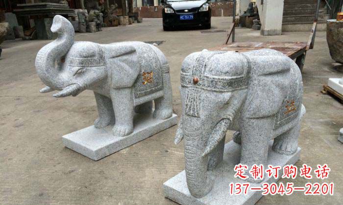 泸州招财进宝芝麻灰大象石雕 (2)
