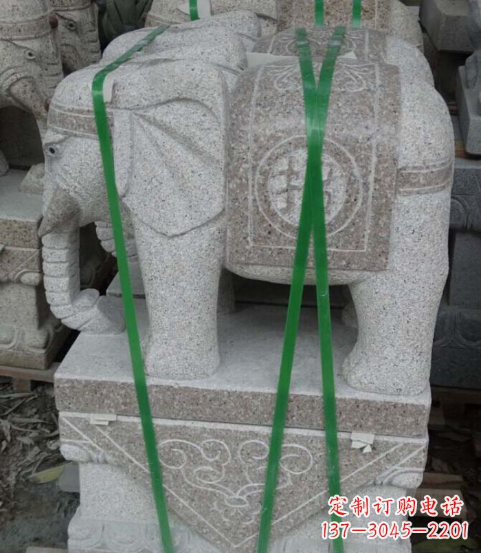 泸州招财进宝芝麻灰大象石雕 (4)