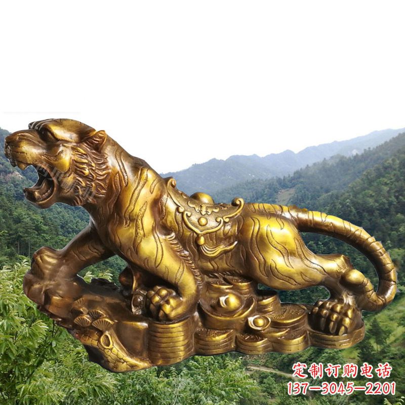 泸州招财老虎漆金12生肖动物雕塑