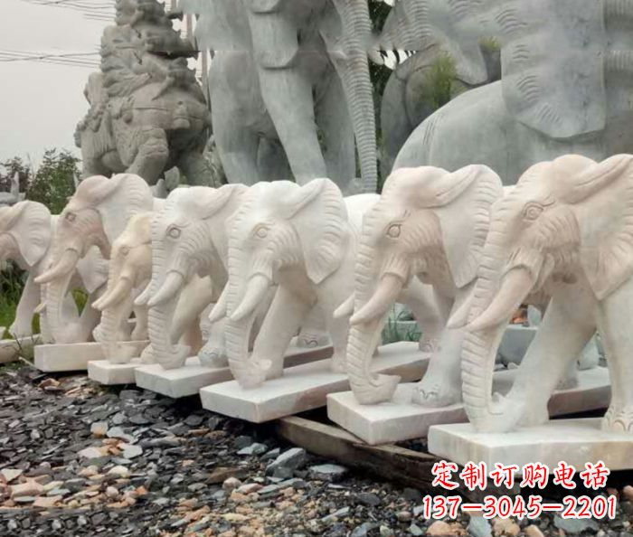 泸州招财晚霞红大象石雕 (3)