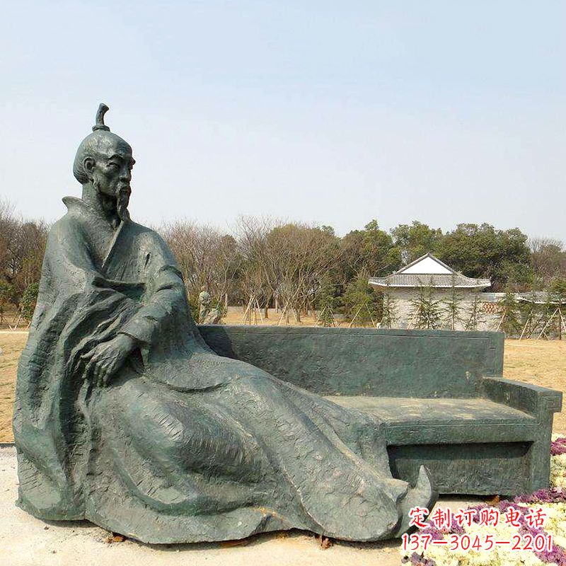 泸州中国明末清初知名画家八大山人(朱耷)雕塑塑像-公园历史名人铜雕像