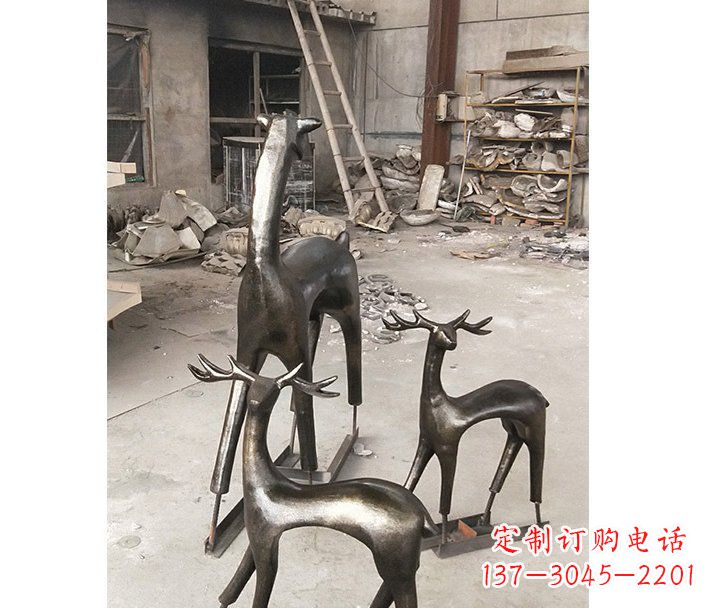 泸州铸铜梅花鹿动物铜雕摆件