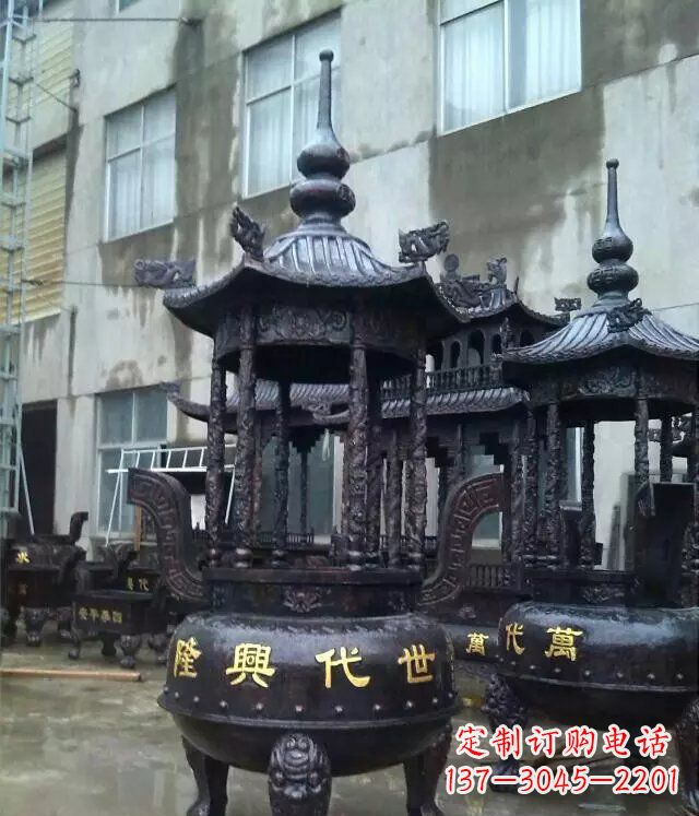 泸州铸铜寺庙香炉铜雕 (3)