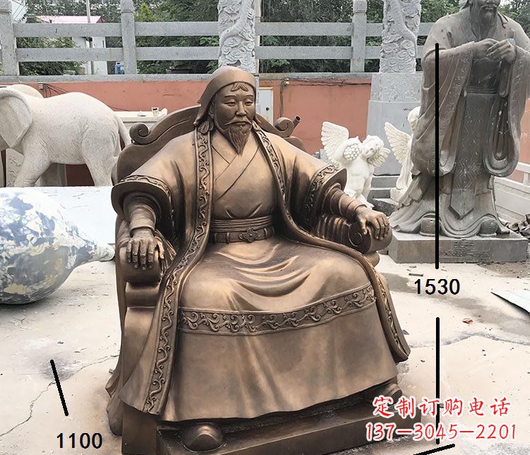 泸州坐式成吉思汗铜雕 (2)