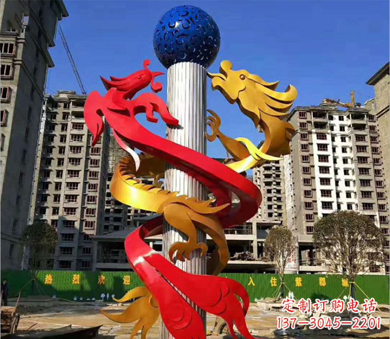 泸州小区龙柱景观不锈钢